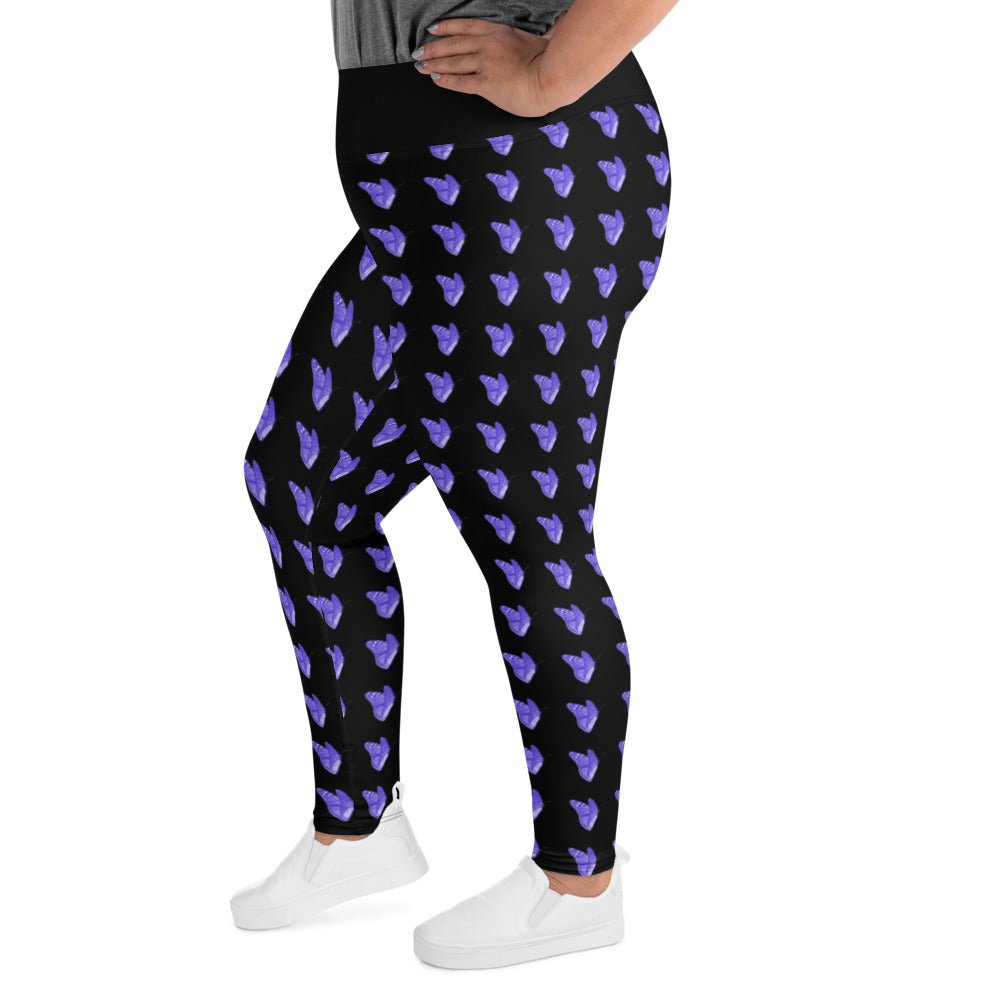 All-Over Print Plus Size Leggings/black purple butterflies