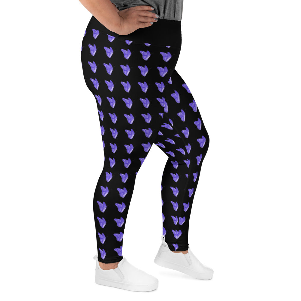 All-Over Print Plus Size Leggings/black purple butterflies