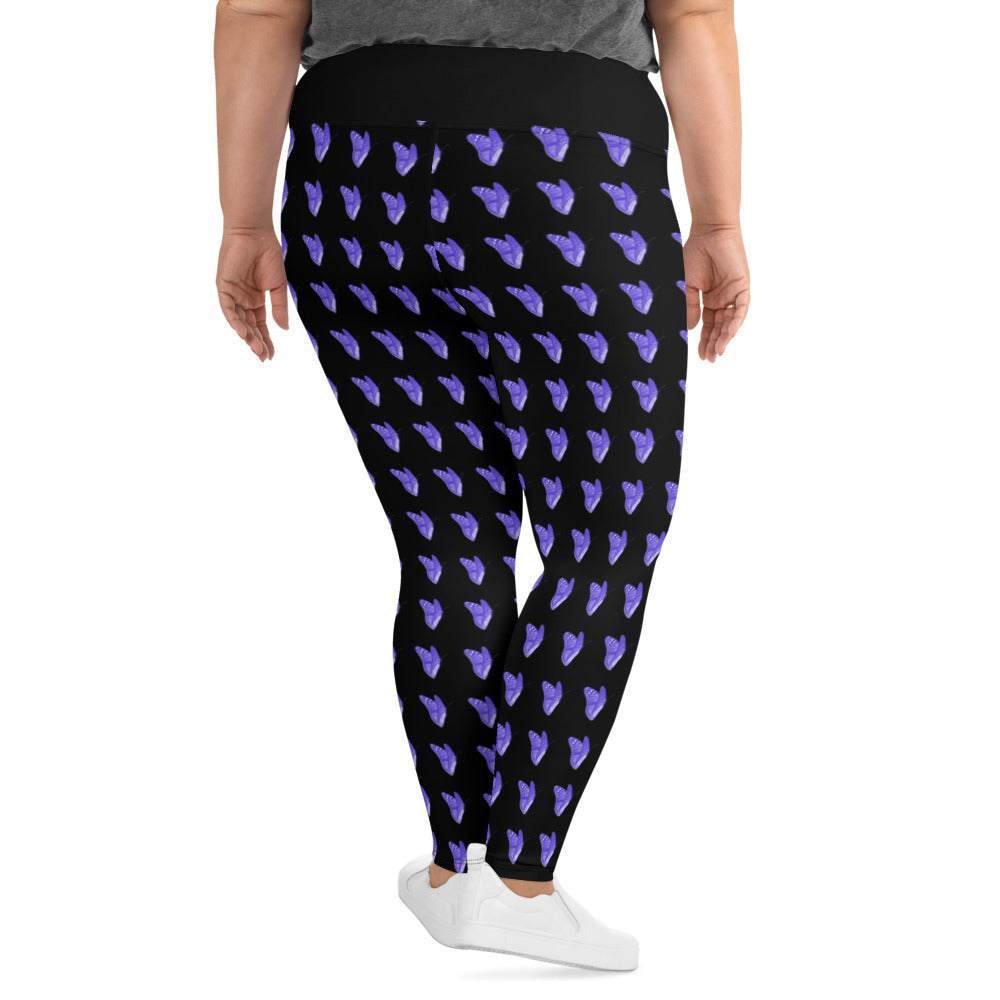 All-Over Print Plus Size Leggings/black purple butterflies – Peez Teez