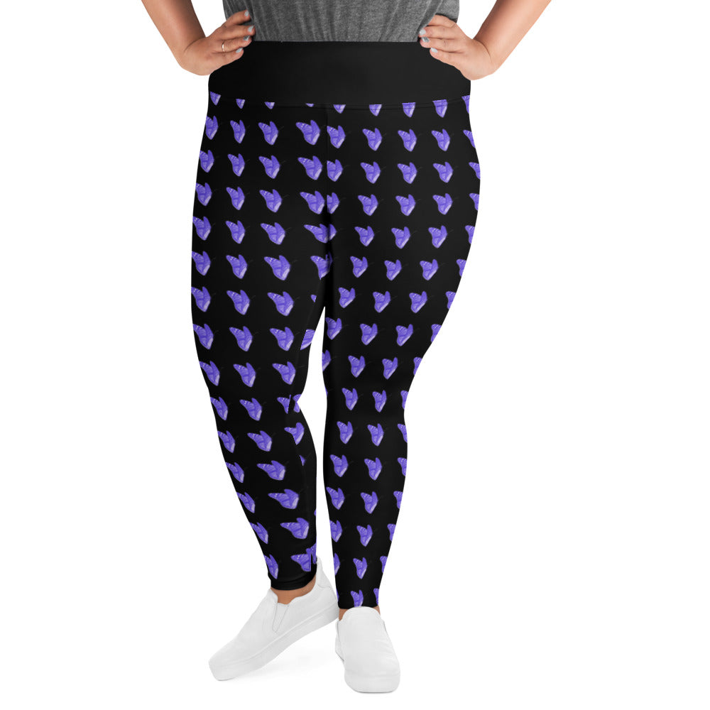 All-Over Print Plus Size Leggings/black purple butterflies